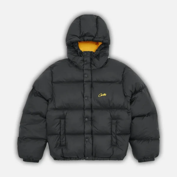 CORTEIZ RTW OG BOLO PUFFER JACKET – BLACK WITH YELLOW LOGO