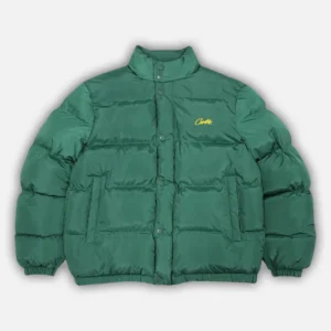 CORTEIZ RTW OG BOLO PUFFER JACKET – GREEN WITH YELLOW LOGO