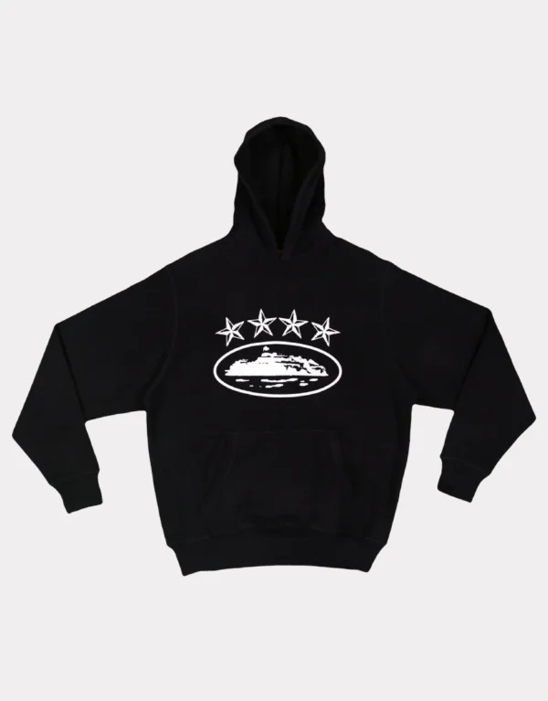 Corteiz 4Starz Alcatraz Black Hoodie