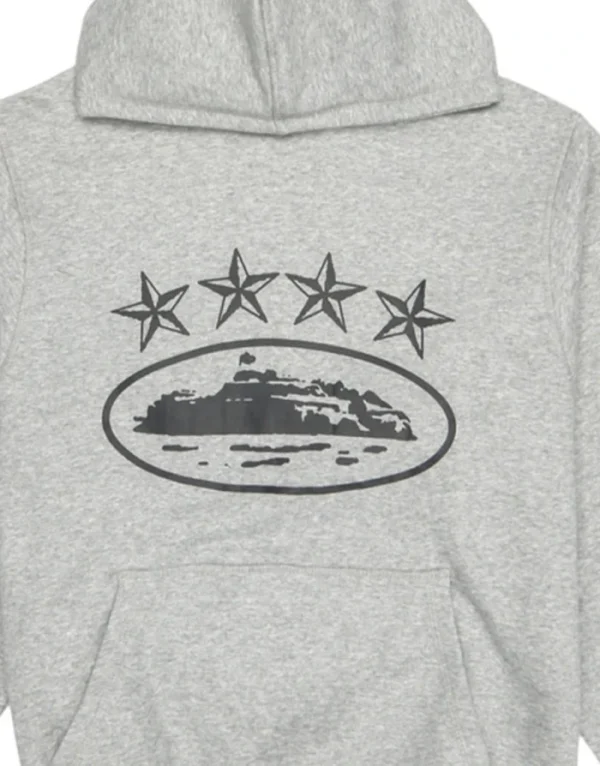 Corteiz 4Starz Alcatraz Grey Hoodie