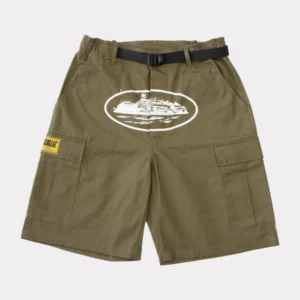 Corteiz Alcatraz Cargo Shorts Khaki Green