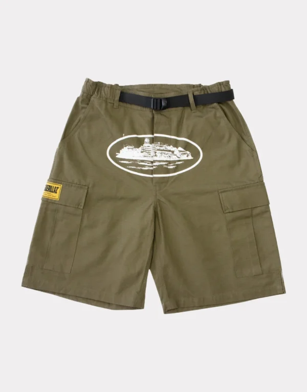 Corteiz Alcatraz Cargo Shorts Khaki Green