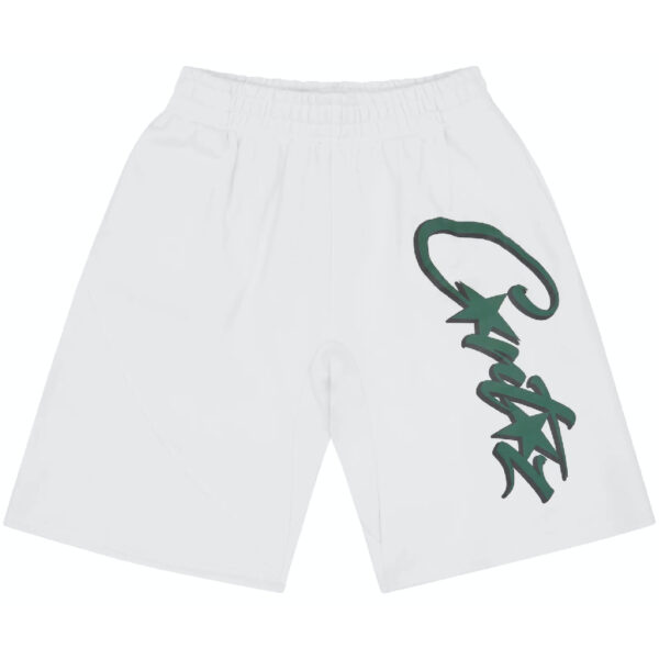 Corteiz Allstarz Shorts in White With Green