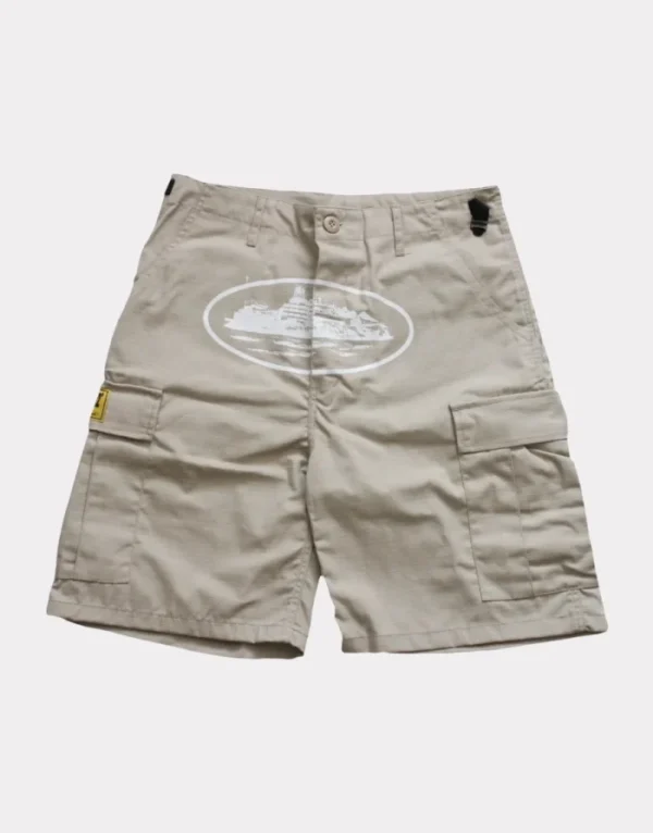 Corteiz Guerillaz Cargo Shorts Beige