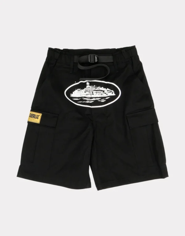 Corteiz Guerillaz Cargo Shorts Black